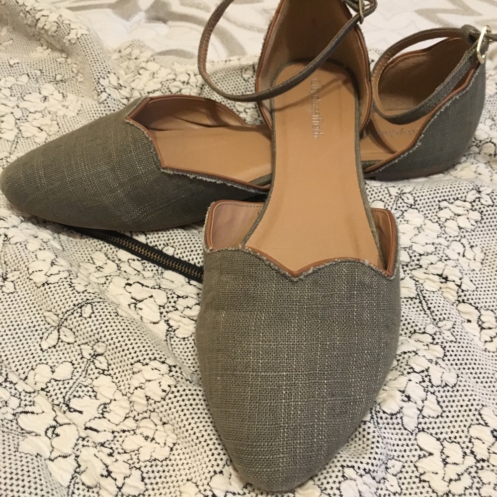Canvas+leather Flats